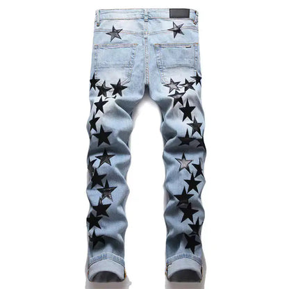 Stars Patched Men's Cotton Blend Denim Jorts