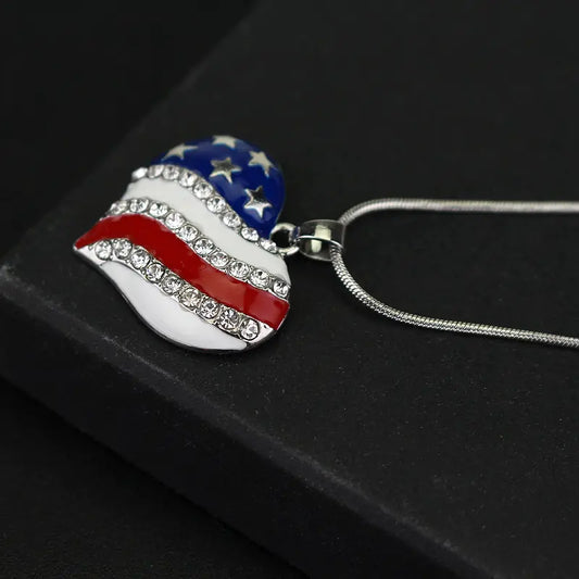 American Flag Heart Pendant