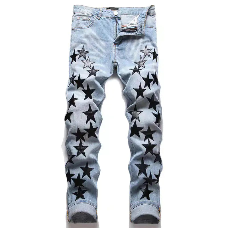 Stars Patched Men's Cotton Blend Denim Jorts